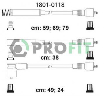 Фото автозапчастини комплект кабелів високовольтних OPEL ASTRA 1,8/2,0 91-; KADETT 2,0 IE 84-91 PROFIT 1801-0118