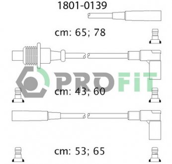 Комплект кабелів високовольтних CITROEN BX 82-94, PEUGEOT 205, 309, 405 85-98 PROFIT 1801-0139 (фото 1)