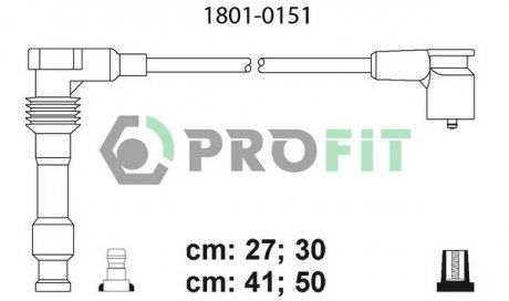 Комплект высоковольтных проводов OPEL OMEGA B, VECTRA B 96-00 PROFIT 1801-0151