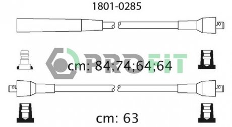 Фото автозапчасти комплект высоковольтных кабелей FORD SIERRA, SCORPIO 85-94, OPEL KADETT 86-93 PROFIT 1801-0285