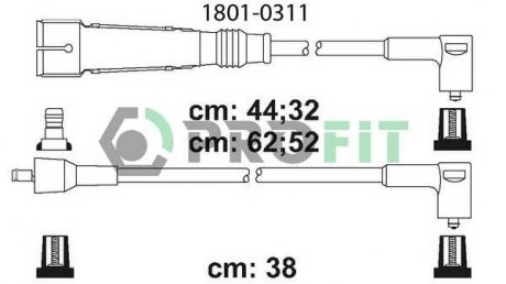 Комплект высоковольтных проводов Volkswagen JETTA 84-91, GOLF 91-97. PROFIT 1801-0311