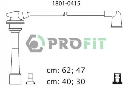 Фото автозапчастини комплект високовольтних дротів HYUNDAI ACCENT, LANTRA 95-00, MATRIX 01- PROFIT 1801-0415 (фото 1)