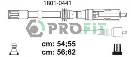 Комплект высоковольтных проводов SKODA OCTAVIA 97-, SEAT LEON, Volkswagen GOLF, BORA 96-06 (1.8L 20V) PROFIT 1801-0441 (фото 1)