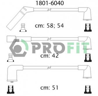 Фото автозапчасти комплект высоковольтных кабелей DAEWOO/CHEVROLET MATIZ,TICO 0.8I 95.02-,98.09- PROFIT 1801-6040 (фото 1)