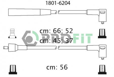 Фото автозапчастини комплект високовольтних дротів CHEVROLET LACETTI (1.6L) 05- PROFIT 1801-6204 (фото 1)