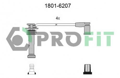 Фото автозапчасти комплект кабелів високовольтних PROFIT 1801-6207