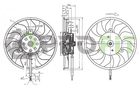 Вентилятор радиатора AUDI A6 04-11 PROFIT 1850-0069