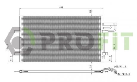 Фото автозапчастини конденсер кондиціонера PROFIT 2537C1