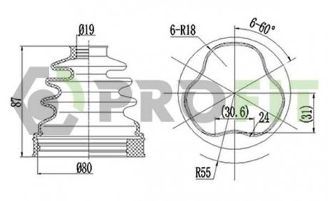 Фото автозапчасти пыльник комплект MAZDA 3 03-08 внутренний PROFIT 2710-0006 XLB