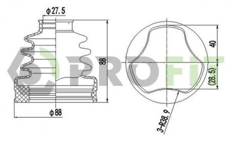 Фото автозапчастини пильовик комплект FORD FOCUS 08-11 внутрішній PROFIT 2710-0007 XLB