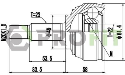 Фото автозапчасти шарнирный комплект NISSAN MICRA 03-10 наружный PROFIT 2710-1443