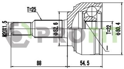 Фото автозапчасти шарнирный комплект RENAULT SCENIC 03-08 наружн. PROFIT 2710-1523 (фото 1)