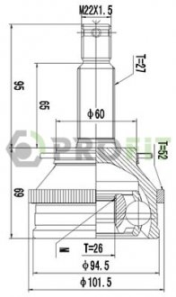 Фото автозапчасти шарнирный комплект HYUNDAI SANTA FE 01-06 наружный PROFIT 2710-1543