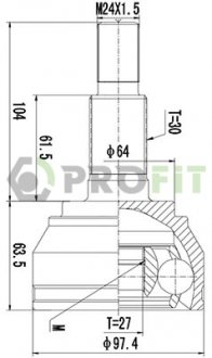 Фото автозапчасти шарнирный комплект Volkswagen TOUAREG 02-10. AUDI Q7 06-15. PORSCHE CAYENNE 02-10 наружный PROFIT 2710-1659 (фото 1)