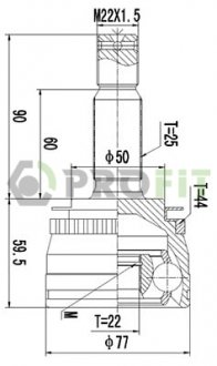 Фото автозапчасти шарнирный комплект KIA CERATO 04- наружный PROFIT 2710-3011 (фото 1)