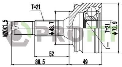 Шарнирный комплект Citroen C2. C3 02-. PEUGEOT 207 06- наружн. PROFIT 2710-3095 (фото 1)