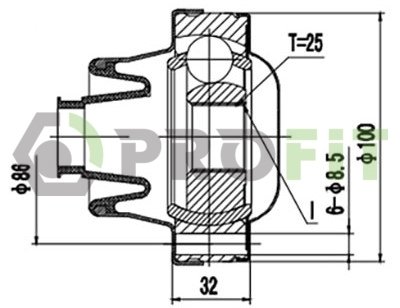 Фото автозапчастини шарнірний комплект JEEP CHEROKEE 01-зовн. PROFIT 2710-3107