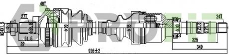 Приводний вал комплект Citroen Jumpy 95-06. EVASION 94-02. FIAT SCUDO 96-06. ULYSSE 94-02. PEUGEOT 806 94-02. EXPERT 96-06 права PROFIT 2730-0141