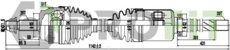 Фото автозапчастини приводний вал комплект RENAULT MASTER 00-. OPEL MOVANO 01- права PROFIT 2730-0862 (фото 1)