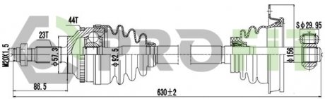 Приводний вал комплект RENAULT CLIO 98-. KANGOO 97 - ліва PROFIT 2730-0865 (фото 1)
