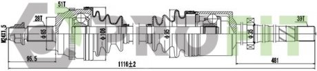 Фото автозапчасти приводной вал комплект RENAULT MASTER 03-. OPEL MOVANO 03- правая PROFIT 2730-1067