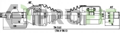 Фото автозапчасти приводной вал комплект FORD TRANSIT 06-14 левая PROFIT 2730-3038 (фото 1)