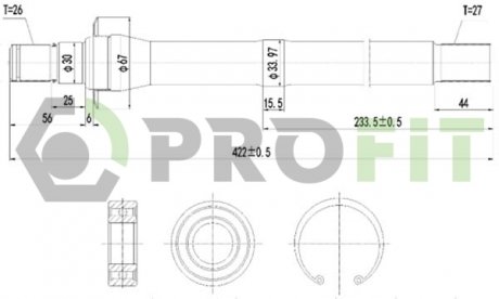 Фото автозапчасти приводной вал комплект HYUNDAI IX35 10-. KIA SPORTAGE 10- правая PROFIT 2730-3041