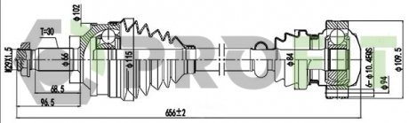 Привідний вал комплект MERCEDES VITO 05-(4X4) ліва PROFIT 2730-3042 (фото 1)