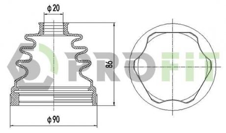 Фото автозапчастини пильовик комплект VW/AUDI/SKODA/SEAT 03- внутрішній PROFIT 2810-0025 XLB (фото 1)