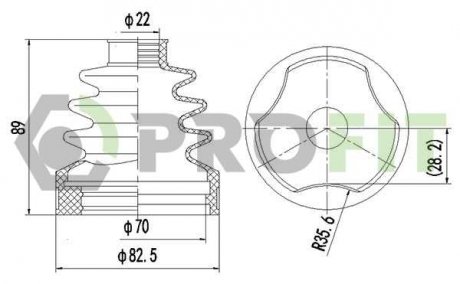 Фото автозапчастини пильовик комплект OPEL MERIVA 03-10. NISSAN ALMERA 00-06. MICRA 03-10 внутрішній PROFIT 2810-0034 XLB