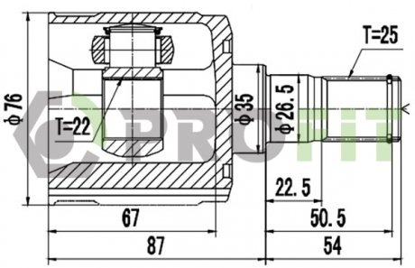 Фото автозапчасти шарнирный комплект HYUNDAI ACCENT 94- внутренний PROFIT 2810-3055