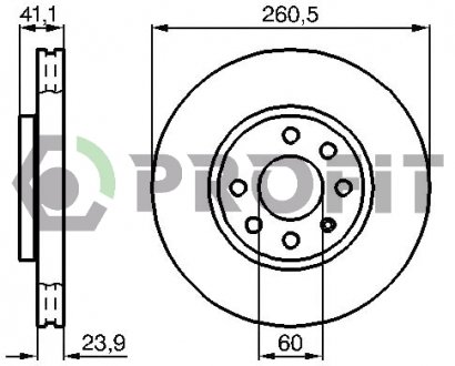 Фото автозапчастини диск гальмівний Передній OPEL COMBO II 10/01- CORSA C 9/00-6/06 MERIVA 5/03- TIGRA B TWINTOP 6/04- VENT PROFIT 5010-1131