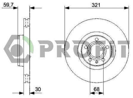 Фото автозапчасти диск тормозной передний AUDI A6 [4F2/4F5/4FH, C6], A8 [4E,D3],335 I COUPE PROFIT 5010-1277