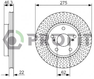 Фото автозапчасти диск тормозной передний TOYOTA AURIS(MADE IN JAPAN) 07-, COROLLA 1.33 1.6 07- PROFIT 5010-1789