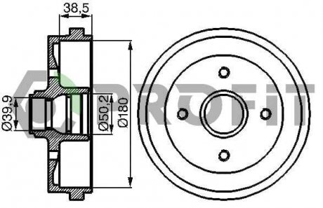 Фото автозапчасти барабан тормозной Volkswagen GOLF 74-92. PASSAT 73-88. POLO 75-01. AUDI 50 74-. 80 72-86. SEAT AROSA 97-04. IBIZA 93-02. TOLEDO 91-99 PROFIT 5020-0093