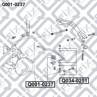 Втулка переднего стабилизатора LEXUS LX (UZJ100) 470 09.2001 - 03.2008 Q-FIX Q001-0237 (фото 1)