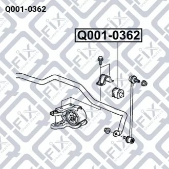 Втулка переднего стабилизатора HONDA CR-V III (RE_) 2.0 I 4WD (RE5) 01.2007 - Q-FIX Q001-0362 (фото 1)