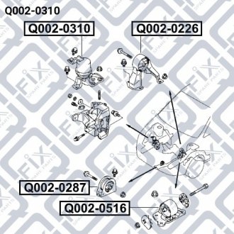 Подушка двигателя правая (гидравлическая) MITSUBISHI DINGO CQ1A/CQ2A/CQ5A 1998-2002 Q-FIX Q002-0310