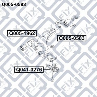 Сайлентблок переднего рычага без кронштейна KIA CARENS I 2000-2002 Q-FIX Q005-0583 (фото 1)