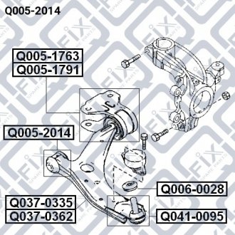 Сайлентблок переднего переднего рычага FORD C-MAX (DM2) 1.6 (HWDA) 2007.02-2010.09 Q-FIX Q005-2014 (фото 1)