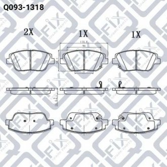 Колодки тормозные передние дисковые HYUNDAI AZERA (HG) 3.0 (G6DG) 2011.02- Q-FIX Q093-1318 (фото 1)