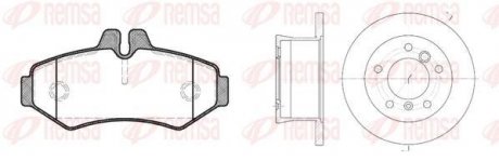 Фото автозапчасти комплект: 2 диска+ 4 колодки гальмівних REMSA 8733.01