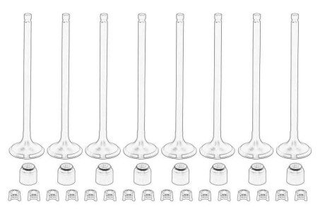 Фото автозапчасти клапан выпускной комплект (8 клапанов+16 сухарей+8 сальников) 1,6 16В (132028257Р) Рено RENAULT 132028257R