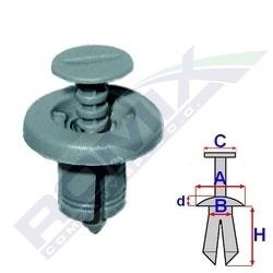 Кріплення оббивки (застосування: багажник; кабина; приладова панель; елементи кріплення оббивки; захист двигуна нижній, кількість штук в упаковці: 10шт, дюбель/штифт) ALFA ROMEO 145, 146, 156 11.84- ROMIX 20000
