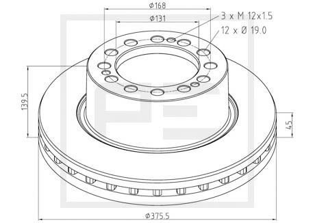 Тормозной диск задний левая/ правая (375ммx45мм) SK, SKRB, SKRLB, SKRS, SKRZ SAF 4079000753 (фото 1)