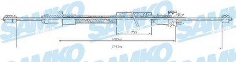 Фото автозапчастини трос ручного гальма.r. BERLINGO PARTNER 1745/1405 /L/ SAMKO C0093B