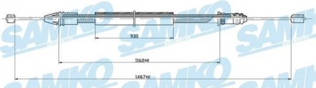 Трос ручного гальма.r. SCENIC /L,P/ 1467/1163 tarcze SAMKO C0401B