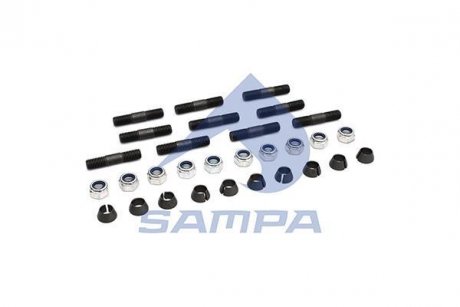 Шпилька полуоси SCANIA комплект (шпилька+гравёр+гайка X 10шт) SAMPA 040.625