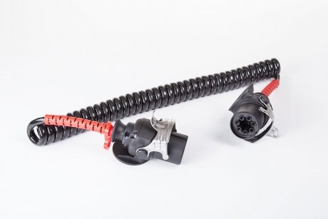 Спіральний електричний кабель з'єднувальний причепа (поліуретан, робоча довжина 4м, макс довжина 4,5м, штекери, кількість контактів: 7, 24В, кількість ліній: 2x4,0+5x1,5мм²) MERCEDES ACTROS, ACTROS MP2 / MP3 04.96- SAMPA 095.167