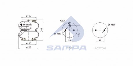 Пневморессора SAMPA SP 55225-2P